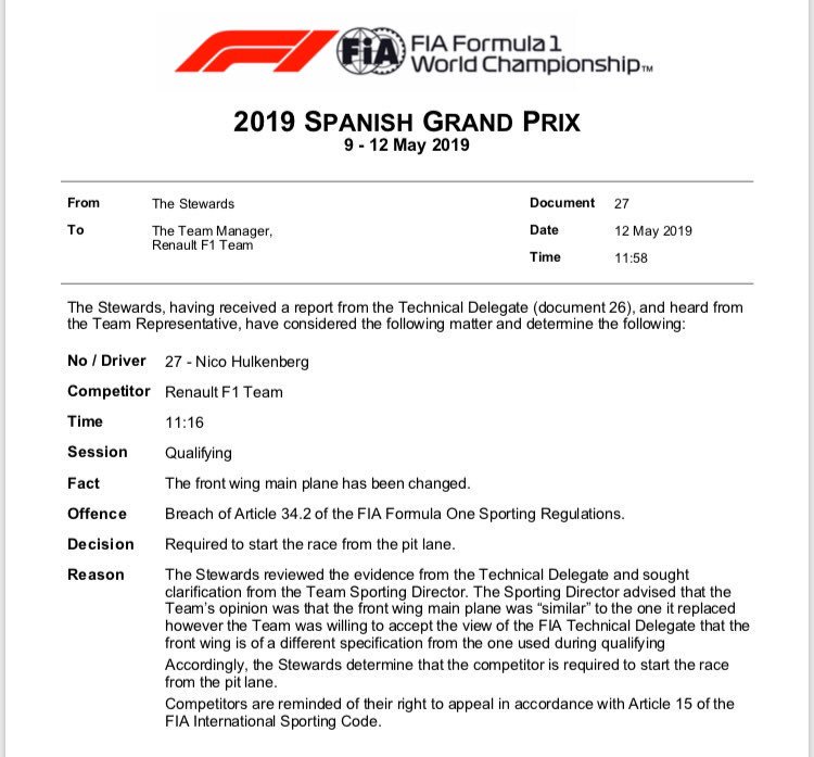 F1 - Hulkenberg squalificato, partirà dalla pit lane - Gp Spagna