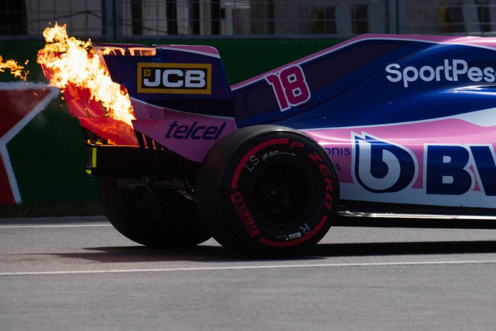 La Racing Point Mercedes di Lance Stroll, che fa preoccupare Toto Wolff sull'affidabilità della nuova power unit