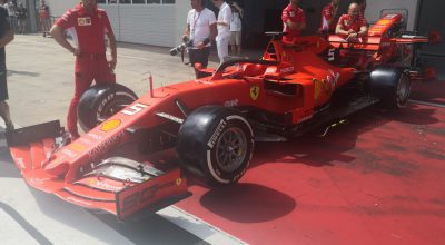 ferrari al gp di austria di f1 con la nuova ala posteriore
