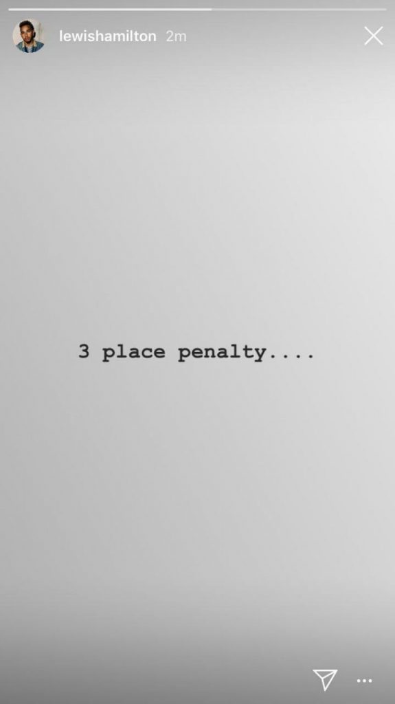 hamilton penalità su instagram