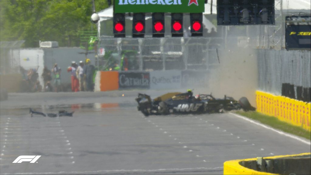 incidente per magnussen durante le qualifiche del gp del canada