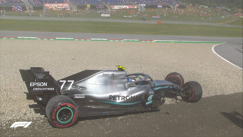 bottas incidente prove libere gp austria video