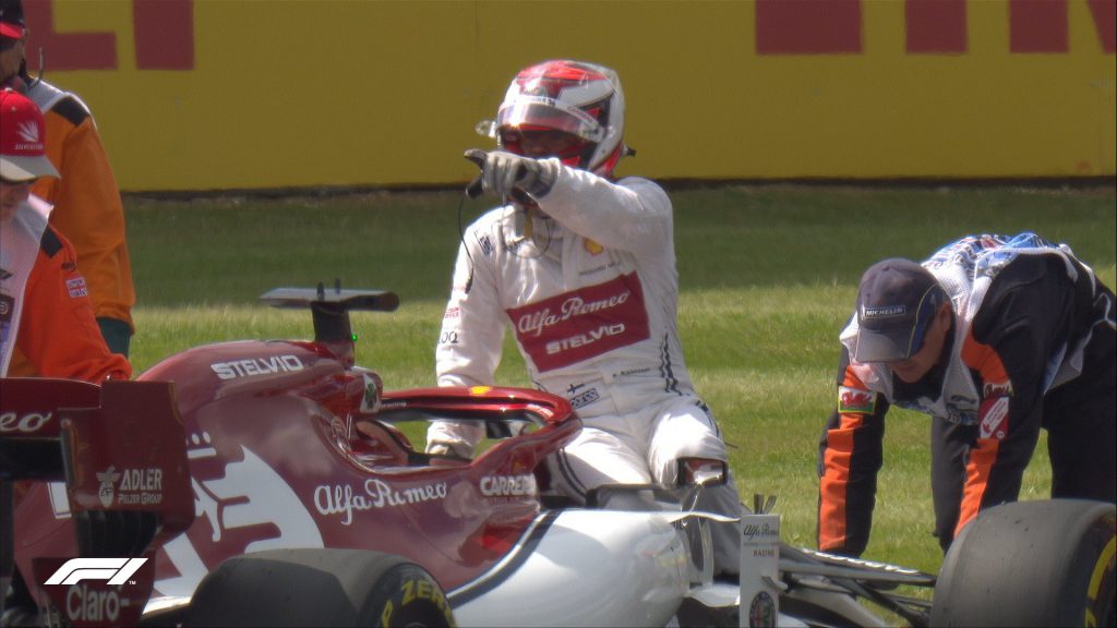 kimi alfa romeo problemi silverstone