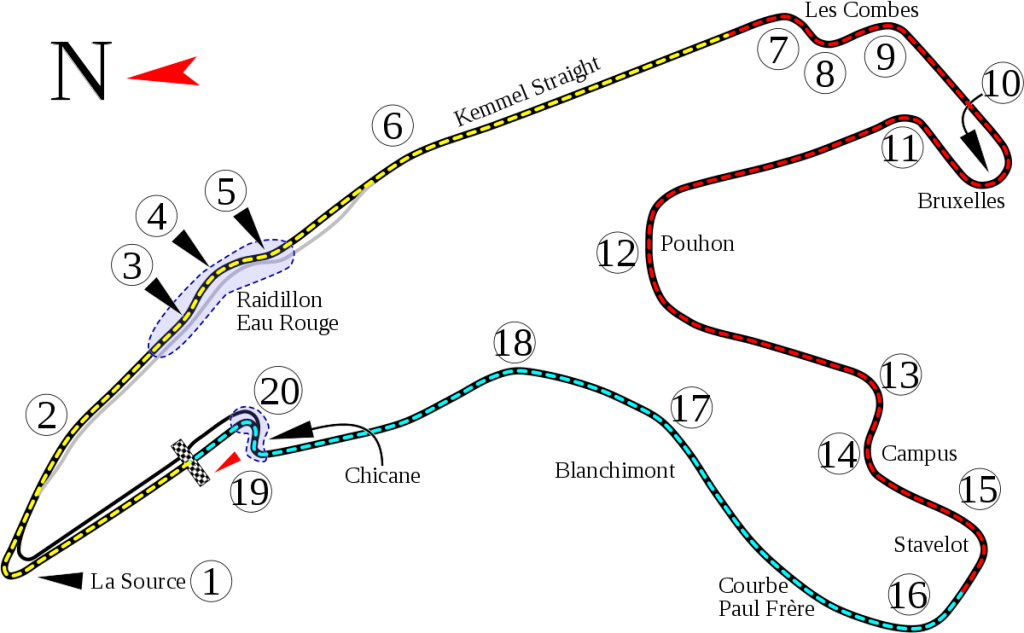 Il circuito del Gran Premio del Belgio 2019