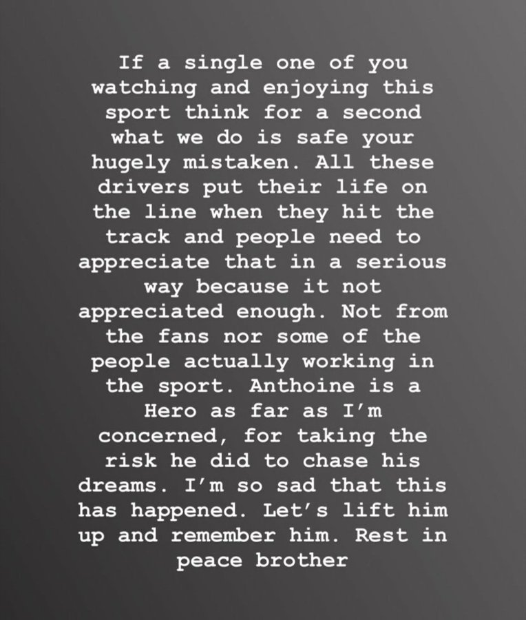 f1 hamilton commento morte hubert instagram