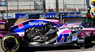 f1 la racing point di stroll perde il cofano motore a spa