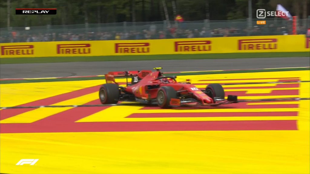 f1 leclerc taglio chicane gara gp belgio