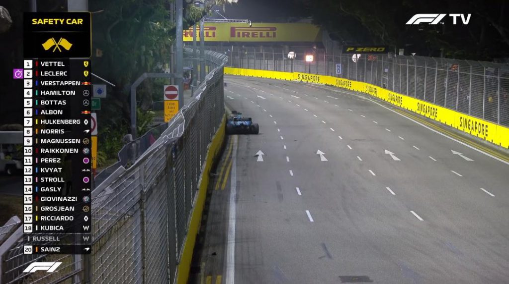 F1 GP Singapore - Diretta Gara - Safety Car incidente Williams