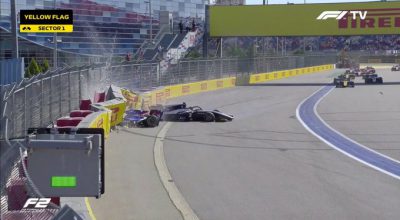 f2 incidente gp russia sochi crash video