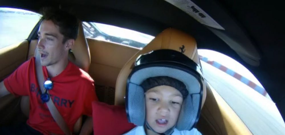 leclerc istruttore bambino 6 anni guida ferrari video