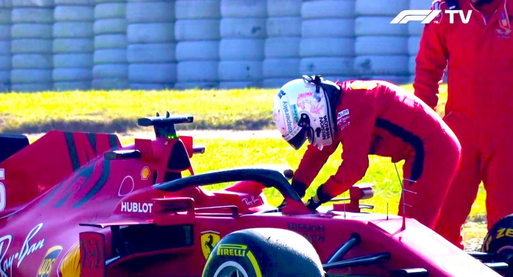 f1 ferrari problema motore vettel barcellona video