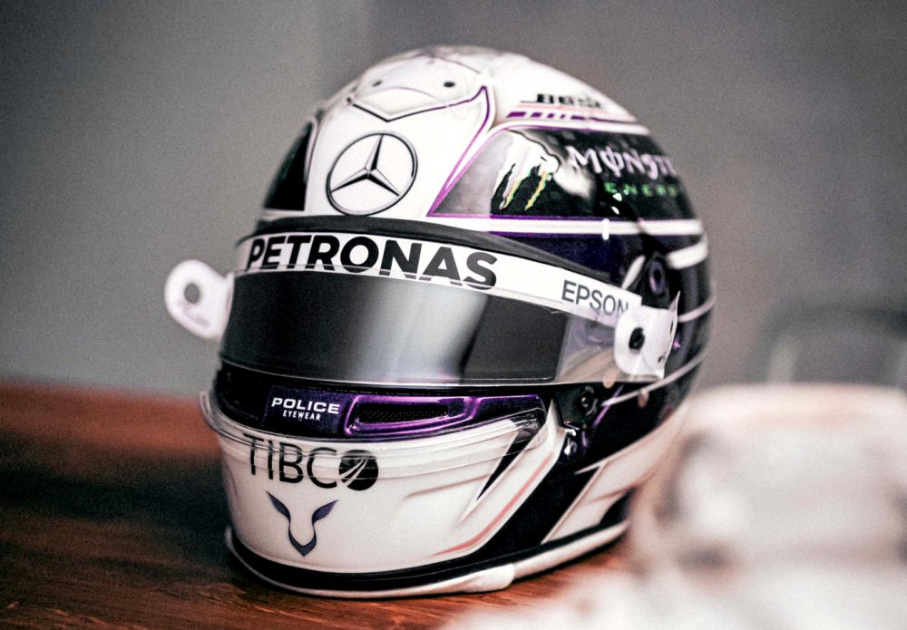 f1 lewis hamilton casco 2020 viola foto