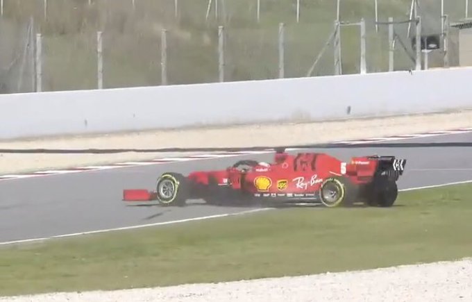 testacoda vettel ferrari test barcellona 2020 video