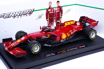 modellino f1 ferrari gp toscana mugello 2020 leclerc scala 1/18 burago