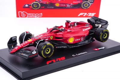 modellino f1 ferrari 2022 f1-75 leclerc con casco burago scala 1:43