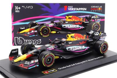 modellino red bull miami 2023 verstappen scala 1:43 burago signature con pilota