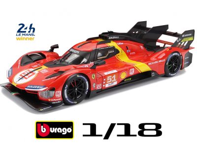modellino ferrari 499p numero 51 vincitrice le mans 2023 burago 1:18
