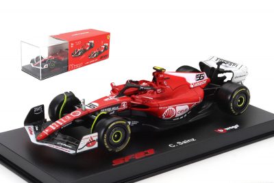 modellino ferrari f1 las vegas 2023 sf-23 carlos sainz scala 1:43 burago con pilota e vetrina