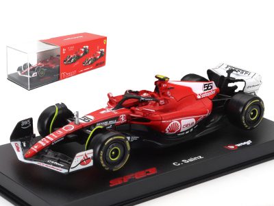 modellino ferrari f1 las vegas 2023 sf-23 carlos sainz scala 1:43 burago con pilota e vetrina