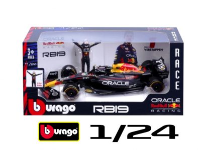 modellino red bull f1 2023 verstappen scala 1:24 burago figura pilota in posa