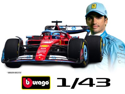 modellino ferrari f1 miami 2024 sainz scala 1:43 burago con pilota e vetrina