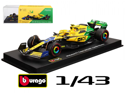 modellino mclaren monaco 2024 lando norris tributo senna burago scala 1:43 con pilota