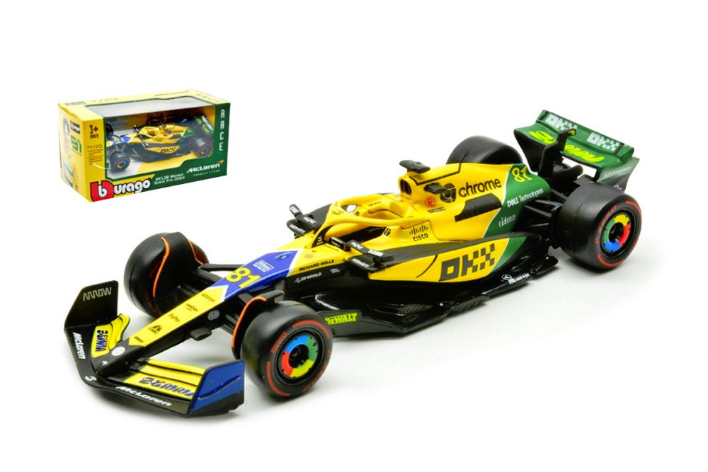 modellino mclaren monaco 2024 oscar piastri tributo senna burago scala 1:43