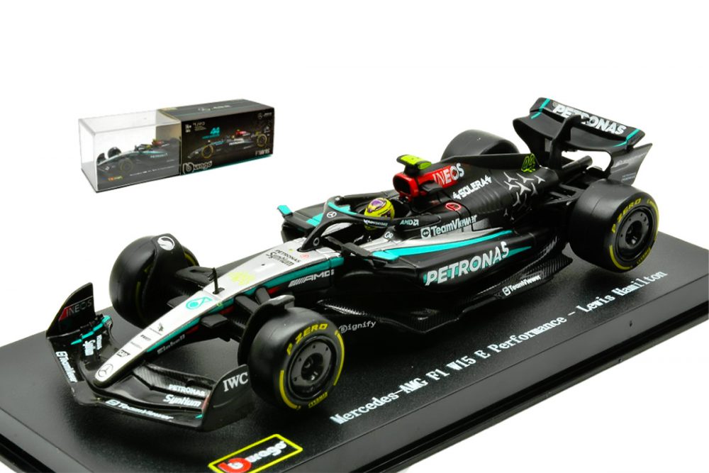 modellino mercedes f1 2024 lewis hamilton scala 1:43 burago con pilota