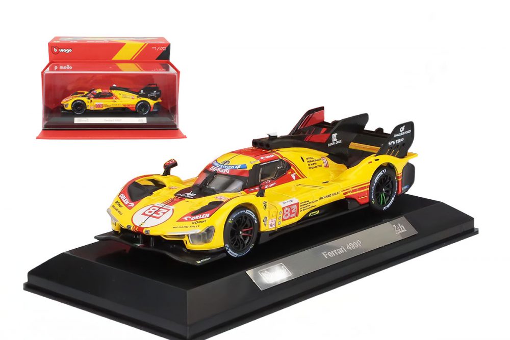 modellino ferrari 499p gialla af corse numero 83 robert kubica scala 1:43 burago
