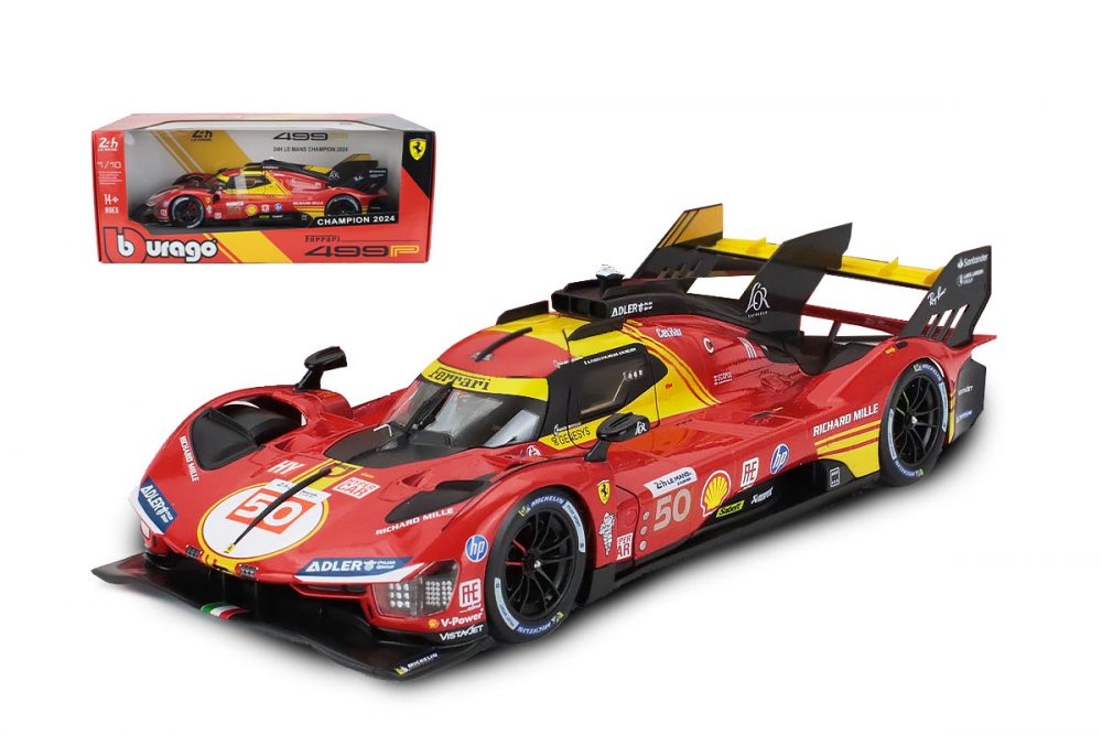 modellino ferrari 499p 2024 numero 50 vincitrice 24 ore le mans scala 1:18 burago