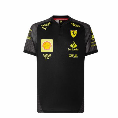 t-shirt ferrari f1 monza 2024 nero carbonio charles leclerc by puma