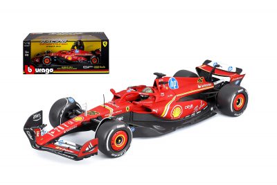 modellino ferrari sf-24 vincitore monza 2024 leclerc by burago scala 1:18 con pilota