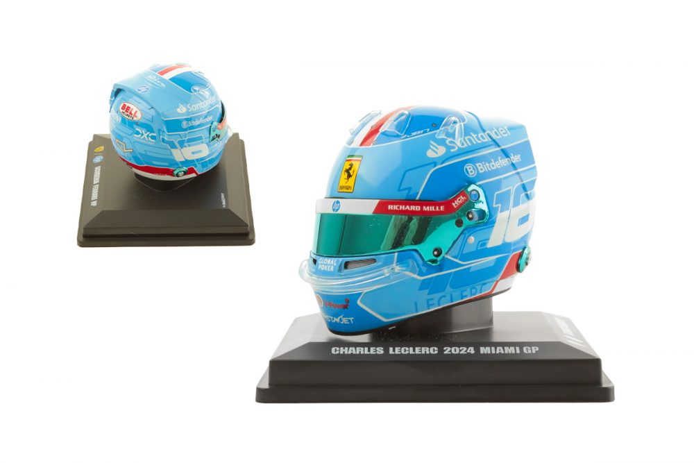 modellino casco charles leclerc vincitore miami gp 2024 looksmart scala 1:5
