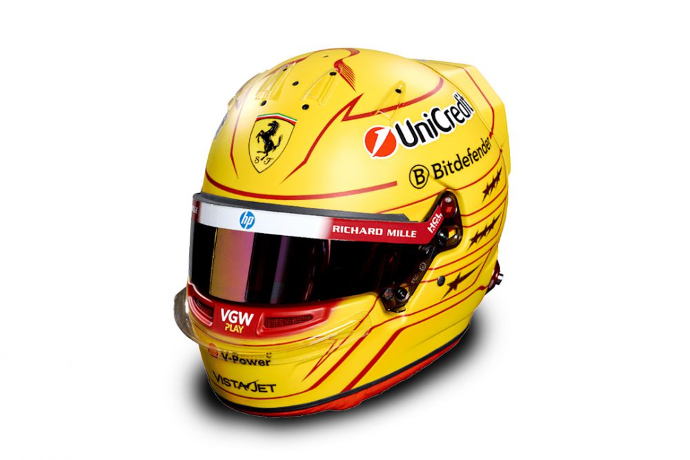 modellino casco ferrari lewis hamilton f1 2025 scala 1:2 bell mini helmet