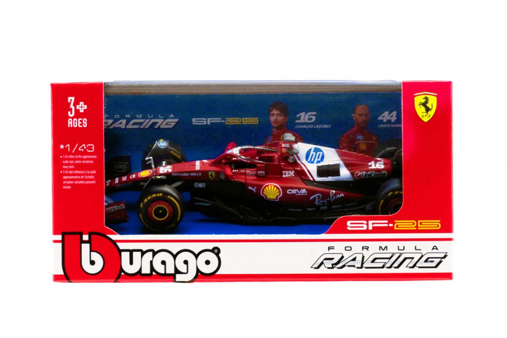 Bburago – Ferrari SF-25 F1 2025 #16 Leclerc – Échelle 1:43 – Licence Officielle – Dès 3 Ans