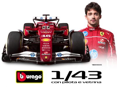 modellino ferrari sf-25 charles leclerc f1 2025 burago scala 1:43 con pilota e vetrina