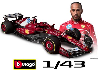 modellino ferrari sf-25 lewis hamilton f1 2025 burago scala 1:43 card box