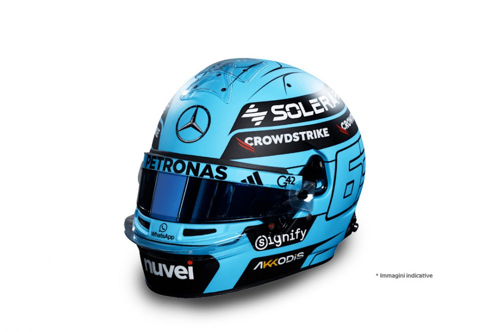 modellino casco george russell mercedes f1 2025 scala 1:5 spark model