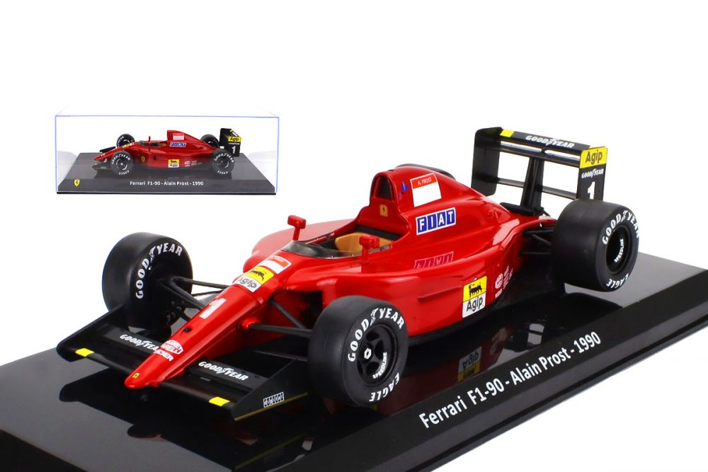 modellino ferrari f1-90 alain prost scala 1:24 edicola con vetrina