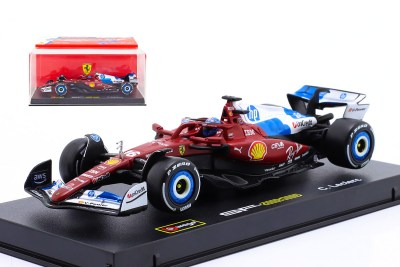 modellino ferrari sf-25 miami 2025 charles leclerc f1 2025 burago scala 1:43 con pilota e vetrina