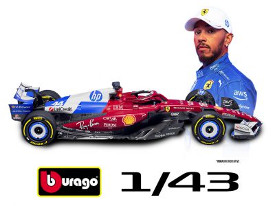 modellino ferrari sf-25 miami 2025 lewis hamilton f1 2025 burago scala 1:43 card box