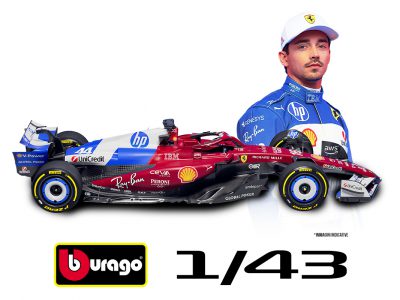modellino ferrari sf-25 miami 2025 charles leclerc f1 2025 burago scala 1:43 card box