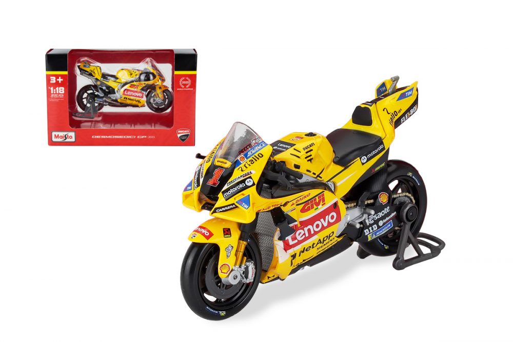modellino ducati bagnaia gp23 gialla livrea speciale misano 2023 scala 1-18 maisto
