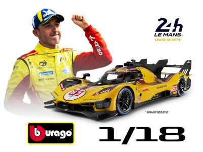 modellino ferrari 499p gialla numero 83 robert kubica 24 ore le mans 2025 scala 1:18 burago