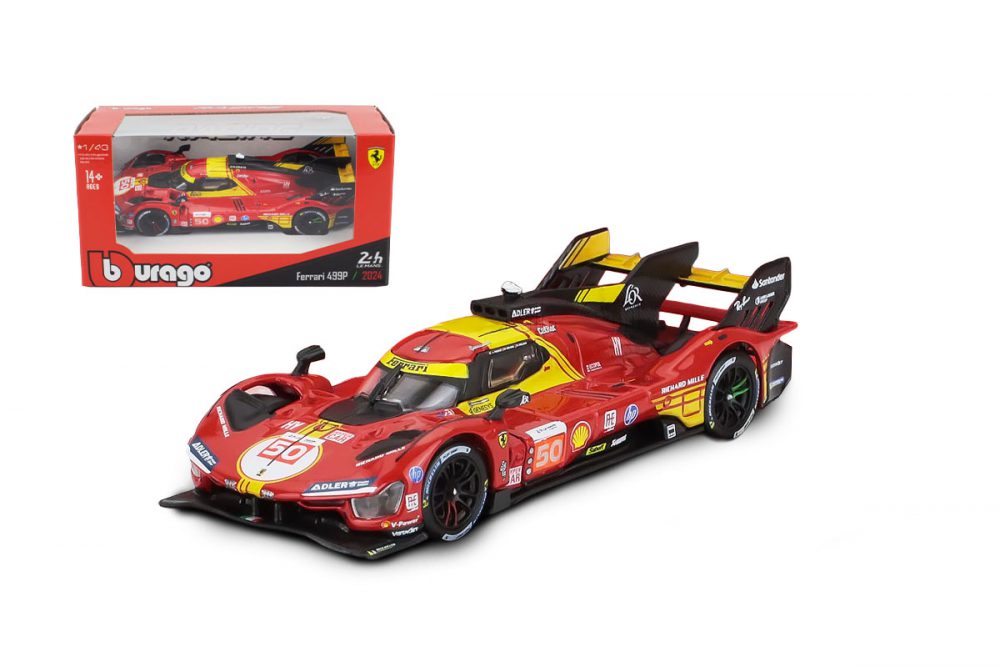 modellino ferrari 499p 2024 numero 50 vincitrice 24 ore le mans scala 1:43 burago