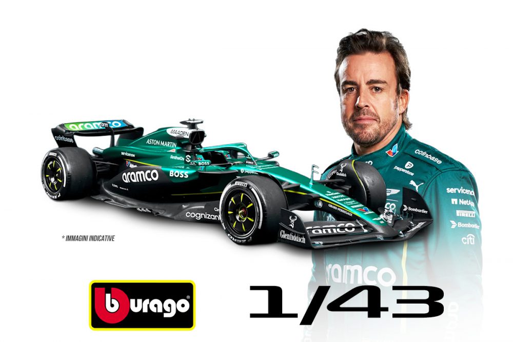 modellino aston martin f1 2025 fernando alonso amr25 scala 1:43 burago