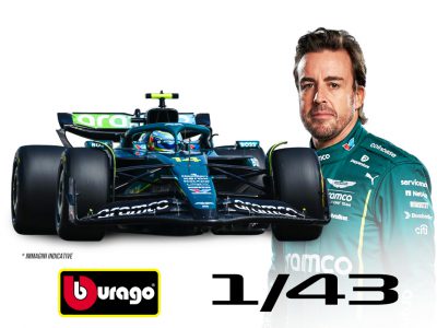 modellino aston martin f1 2025 fernando alonso amr25 scala 1:43 burago con pilota e vetrina