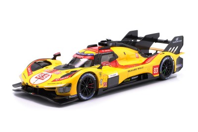 modellino ferrari 499p gialla numero 83 robert kubica 24 ore le mans 2025 scala 1:24 burago