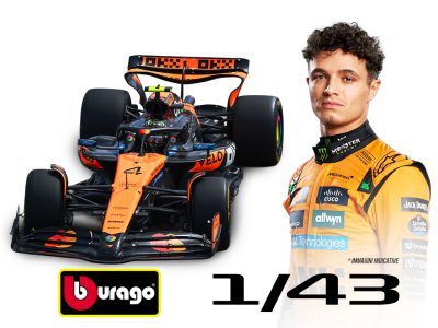 modellino mclaren f1 2025 mcl39 scala 1:43 burago con pilota e vetrina