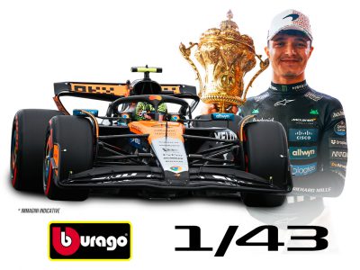 modellino mclaren f1 silverstone 2025 lando norris mcl39 scala 1:43 burago con pilota e vetrina